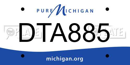 DTA885 Michigan License Plate