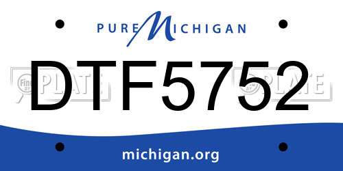 DTF5752 Michigan License Plate