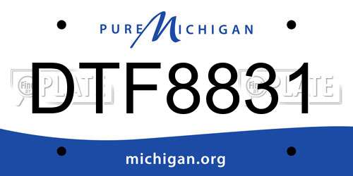 DTF8831 Michigan License Plate