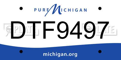 DTF9497 Michigan License Plate