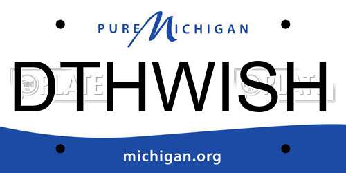 DTHWISH Michigan License Plate