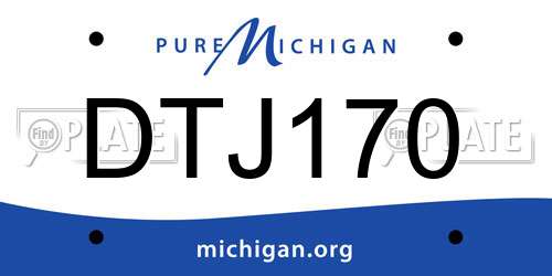 DTJ170 Michigan License Plate