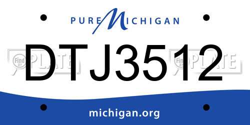 DTJ3512 Michigan License Plate