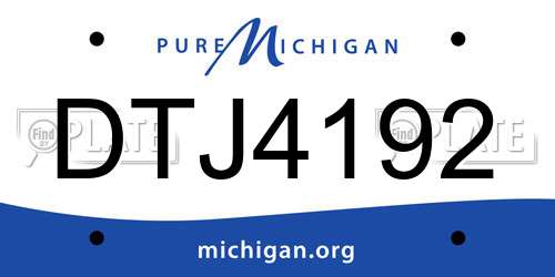 DTJ4192 Michigan License Plate