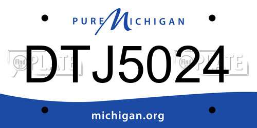 DTJ5024 Michigan License Plate