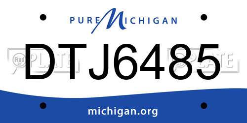 DTJ6485 Michigan License Plate