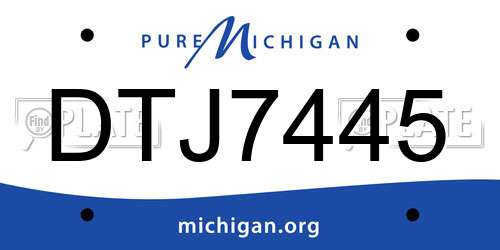 DTJ7445 Michigan License Plate