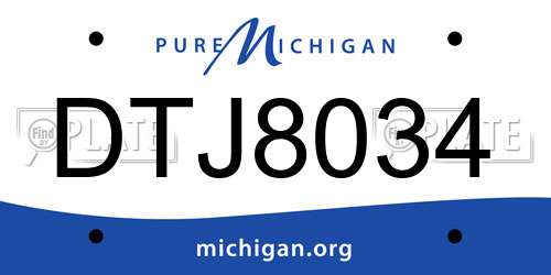DTJ8034 Michigan License Plate