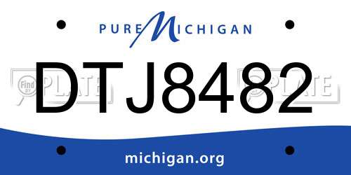 DTJ8482 Michigan License Plate