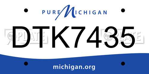 DTK7435 Michigan License Plate