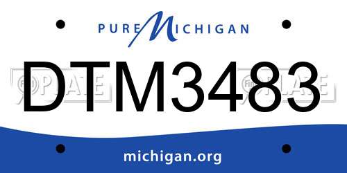 DTM3483 Michigan License Plate