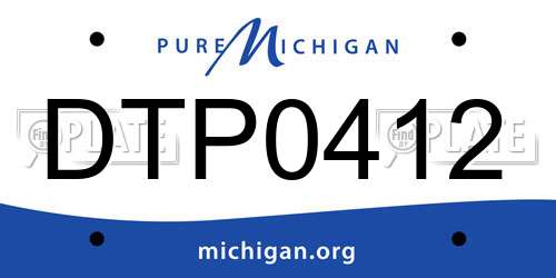 DTP0412 Michigan License Plate