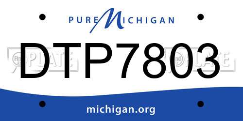DTP7803 Michigan License Plate