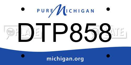 DTP858 Michigan License Plate