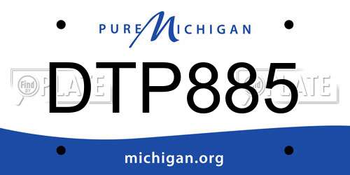 DTP885 Michigan License Plate