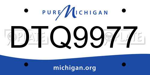 DTQ9977 Michigan License Plate