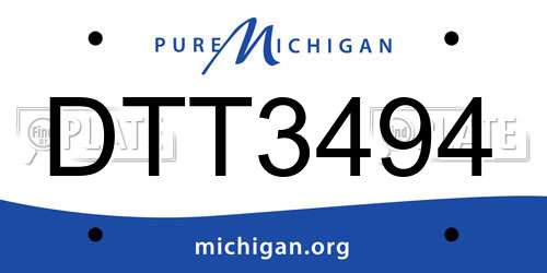 DTT3494 Michigan License Plate