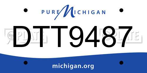 DTT9487 Michigan License Plate