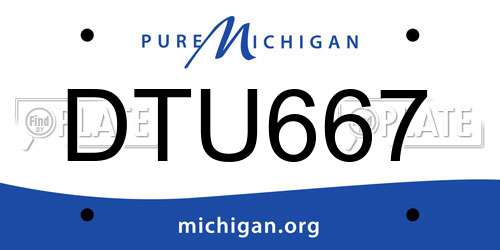 DTU667 Michigan License Plate