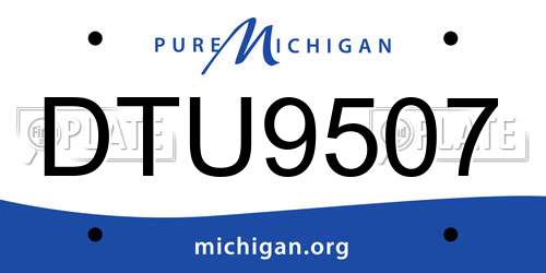 DTU9507 Michigan License Plate
