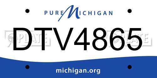 DTV4865 Michigan License Plate