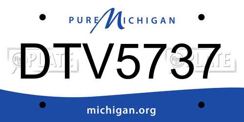 DTV5737 Michigan License Plate