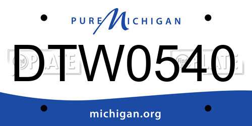 DTW0540 Michigan License Plate