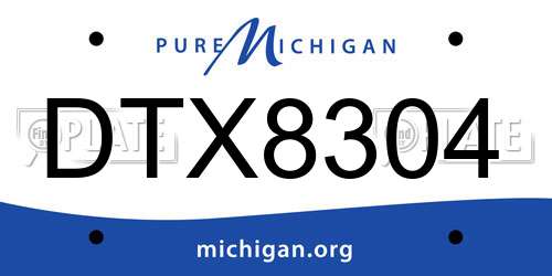 DTX8304 Michigan License Plate