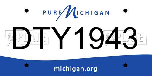 DTY1943 Michigan License Plate