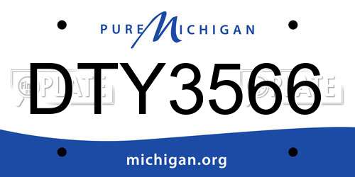 DTY3566 Michigan License Plate