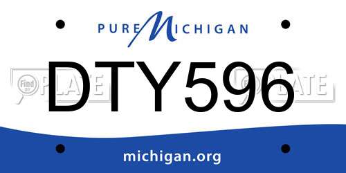 DTY596 Michigan License Plate