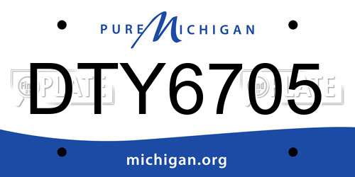 DTY6705 Michigan License Plate