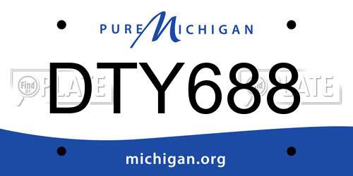 DTY688 Michigan License Plate