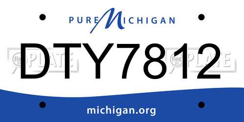 DTY7812 Michigan License Plate