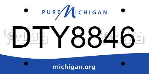 DTY8846 Michigan License Plate