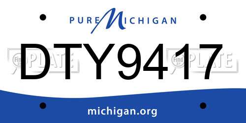 DTY9417 Michigan License Plate