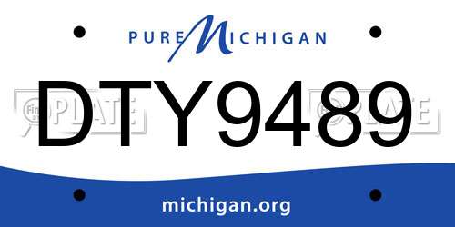 DTY9489 Michigan License Plate