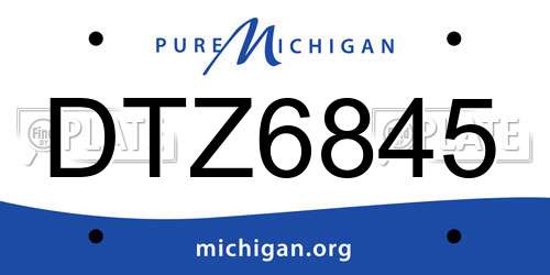 DTZ6845 Michigan License Plate