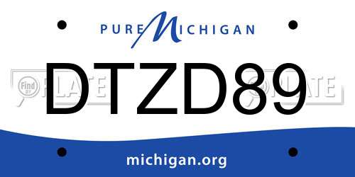 DTZD89 Michigan License Plate