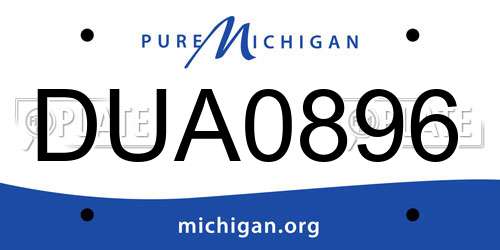 DUA0896 Michigan License Plate