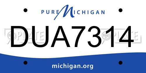 DUA7314 Michigan License Plate