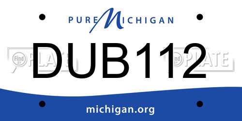 DUB112 Michigan License Plate