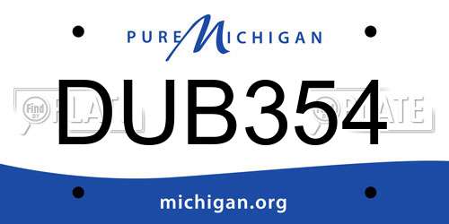 DUB354 Michigan License Plate