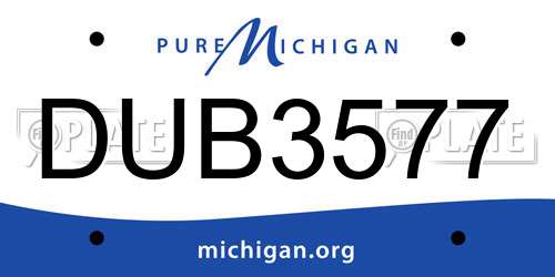 DUB3577 Michigan License Plate