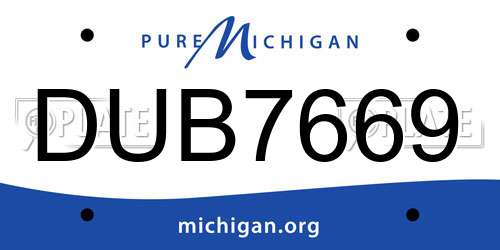 DUB7669 Michigan License Plate