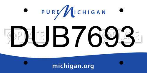 DUB7693 Michigan License Plate