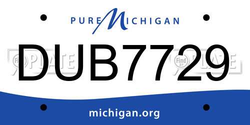 DUB7729 Michigan License Plate