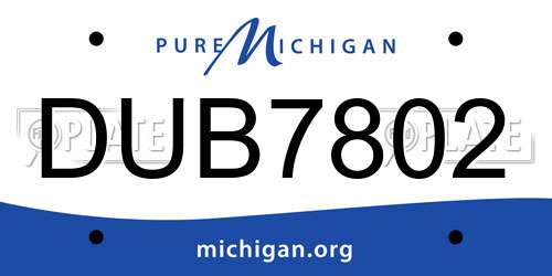 DUB7802 Michigan License Plate