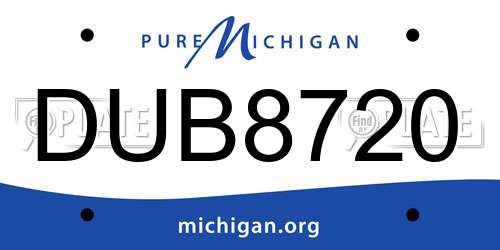 DUB8720 Michigan License Plate