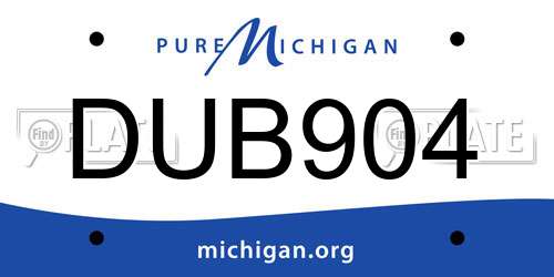 DUB904 Michigan License Plate